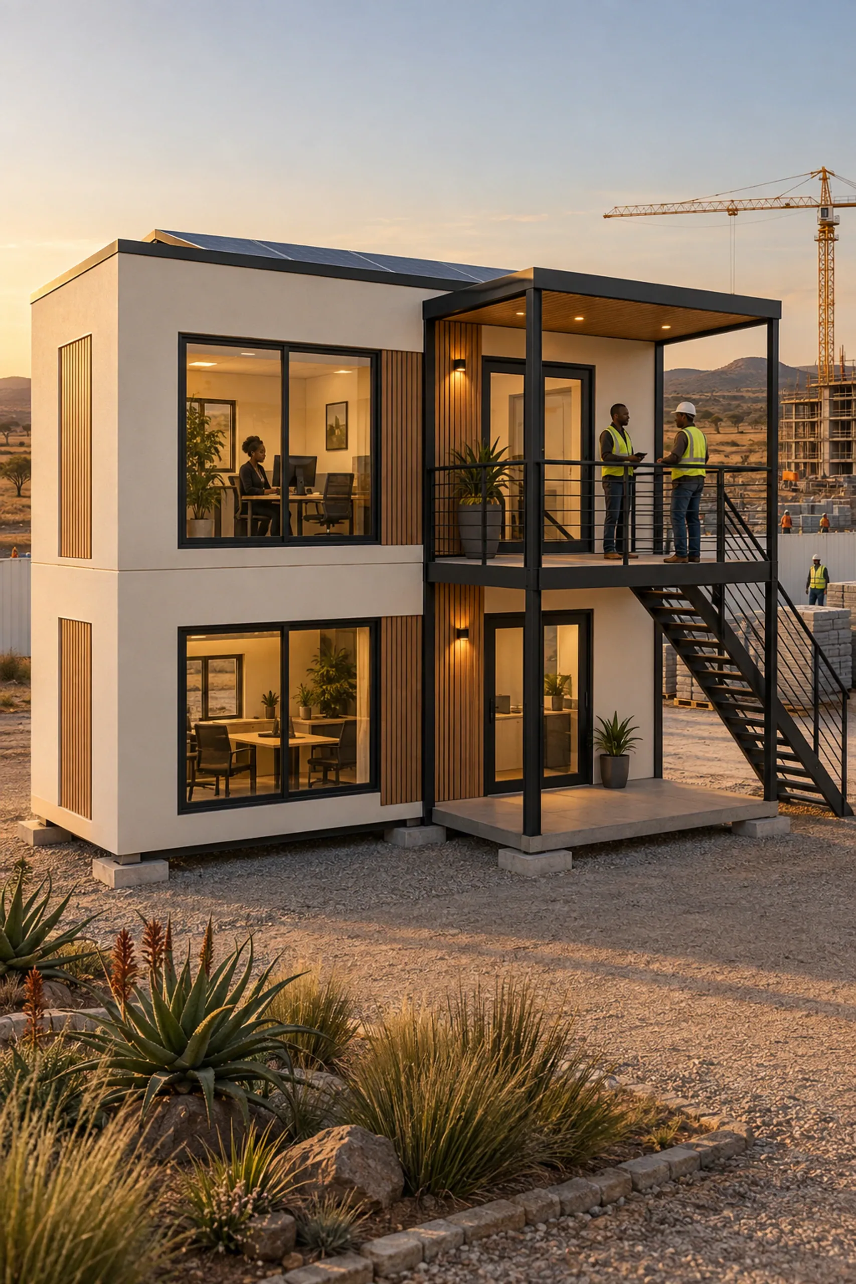 Photoreal visualisation of a precast site office.
