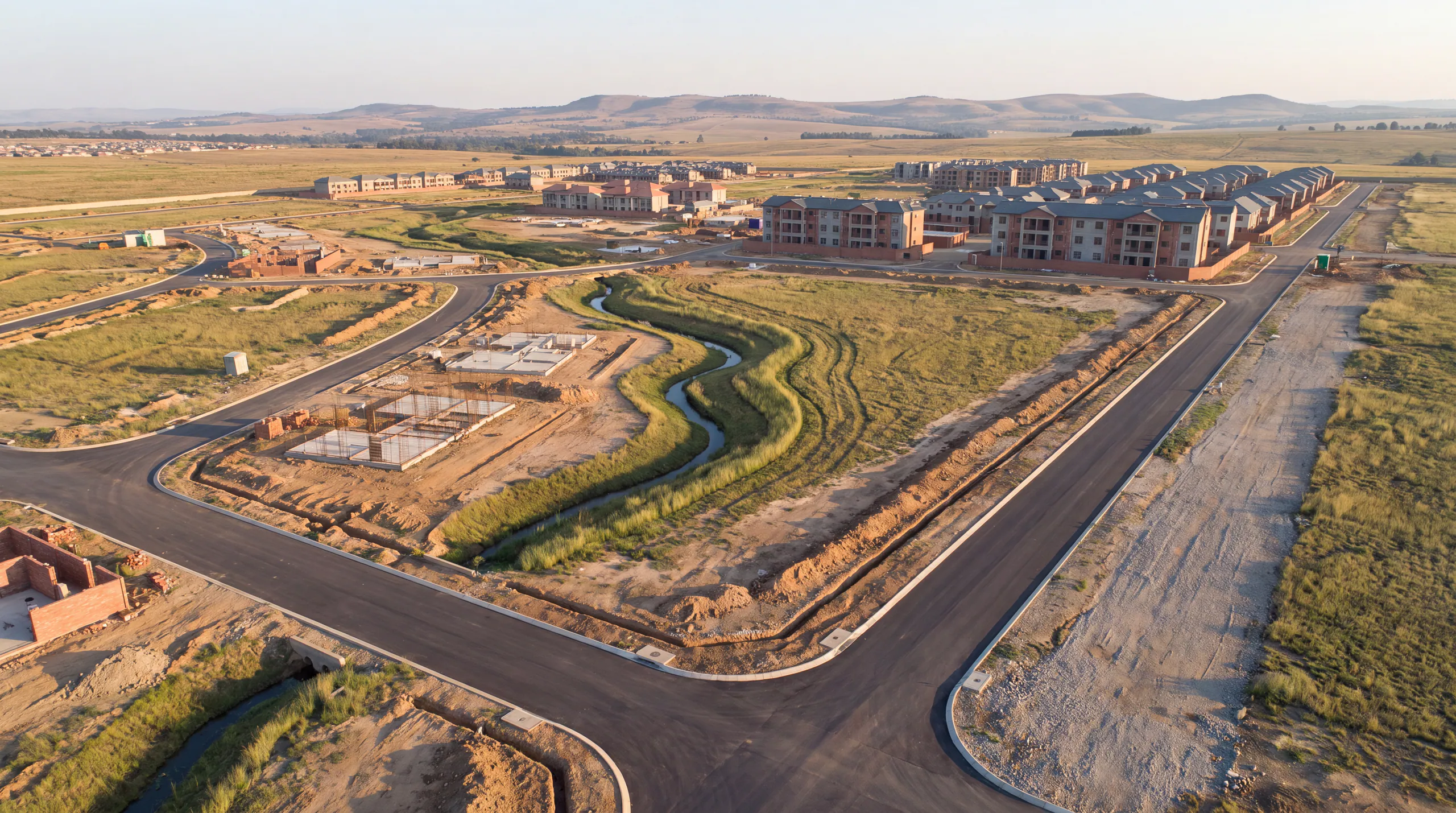 Infrastructure under construction — precast modules on site.